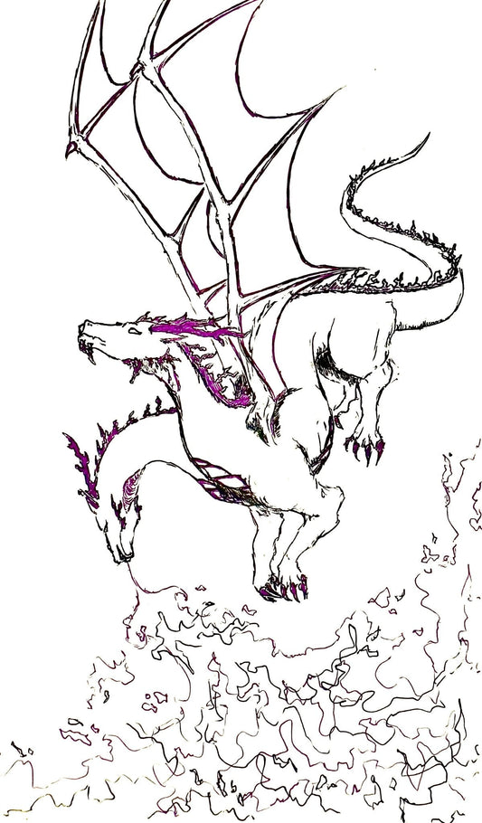 Don't Burn Your Neighbor Dragon Sticker artwork - Violet Ivy Studio
