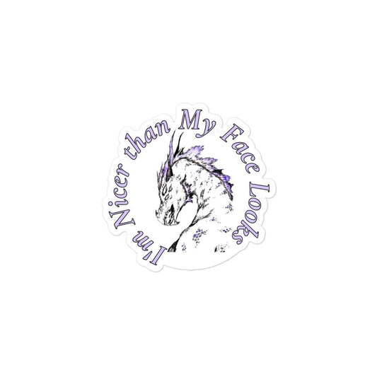 I’m Nicer than My Face Looks Dragon Sticker - Violet Ivy Studio