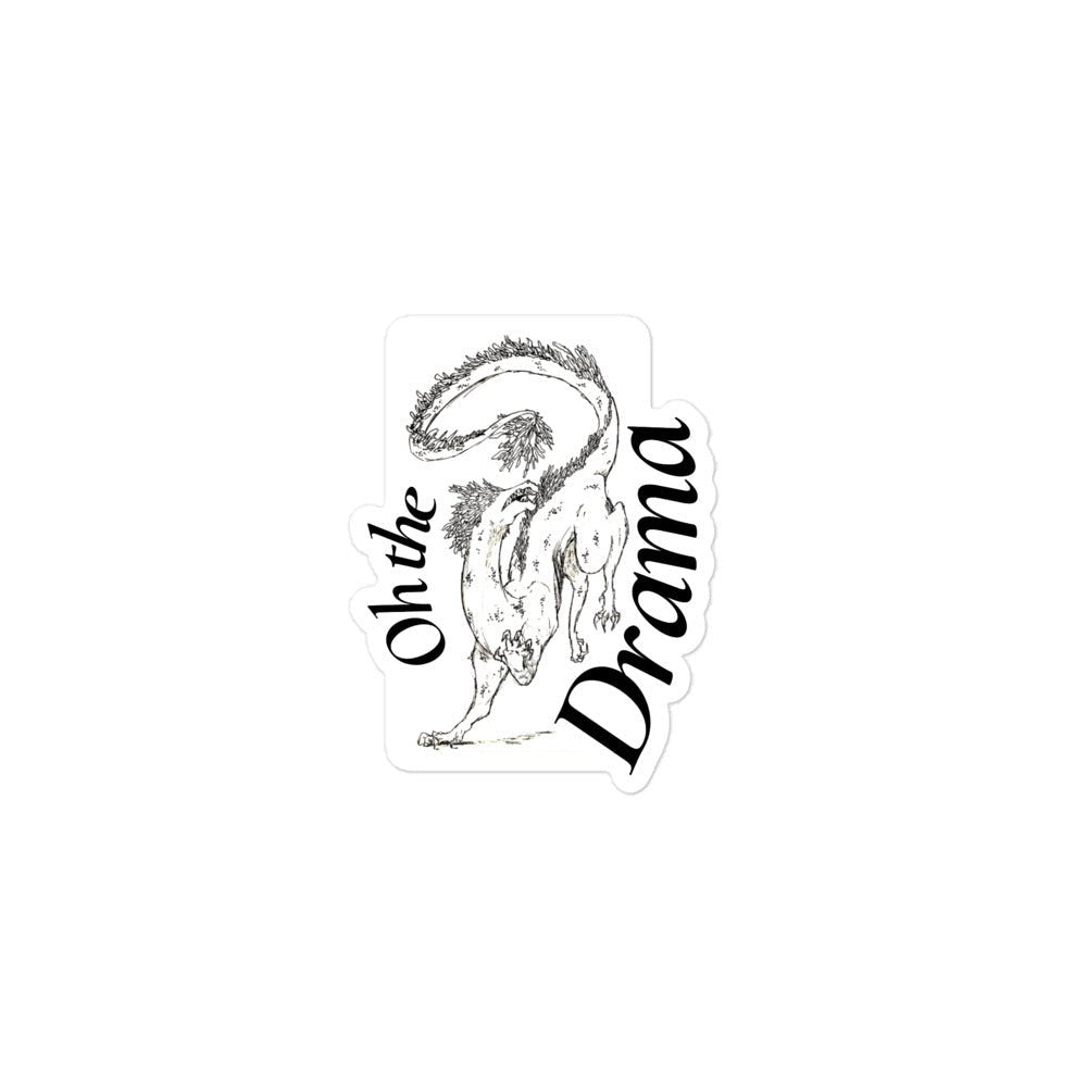 Oh the Drama B&W Dragon Sticker - Violet Ivy Studio