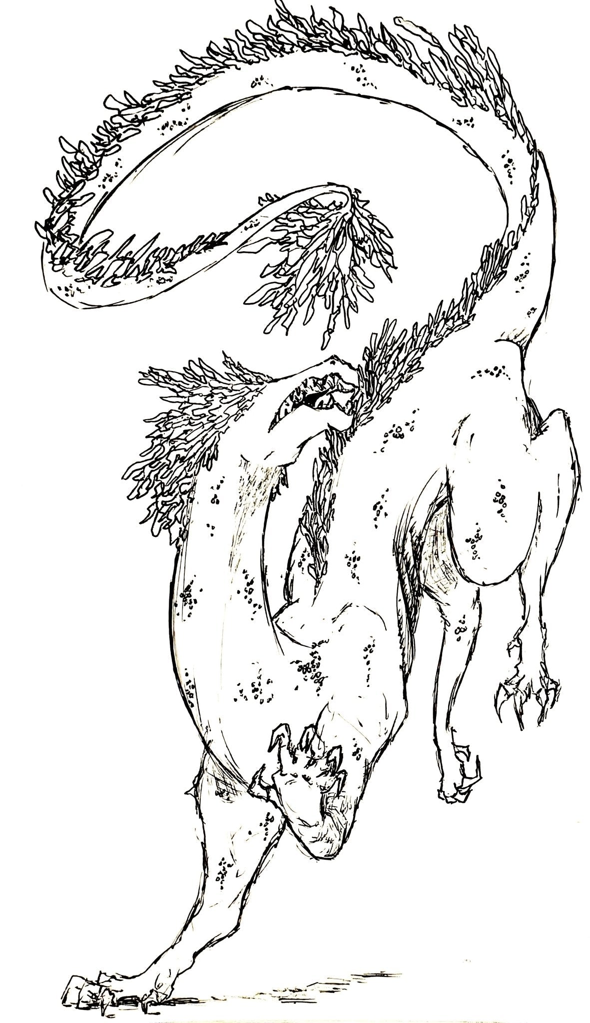Oh the Drama B&W Dragon Sticker artwork - Violet Ivy Studio