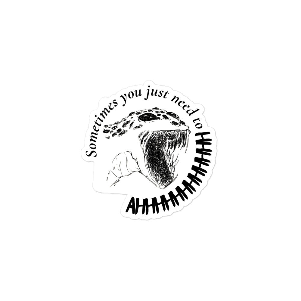 Product Mockup of dragon head sticker with the words Sometimes You Just Need to Scream (Ahhhhhhhhhhhh)