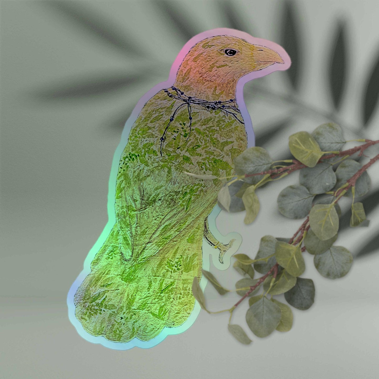 White Raven Holographic Sticker - Violet Ivy Studio